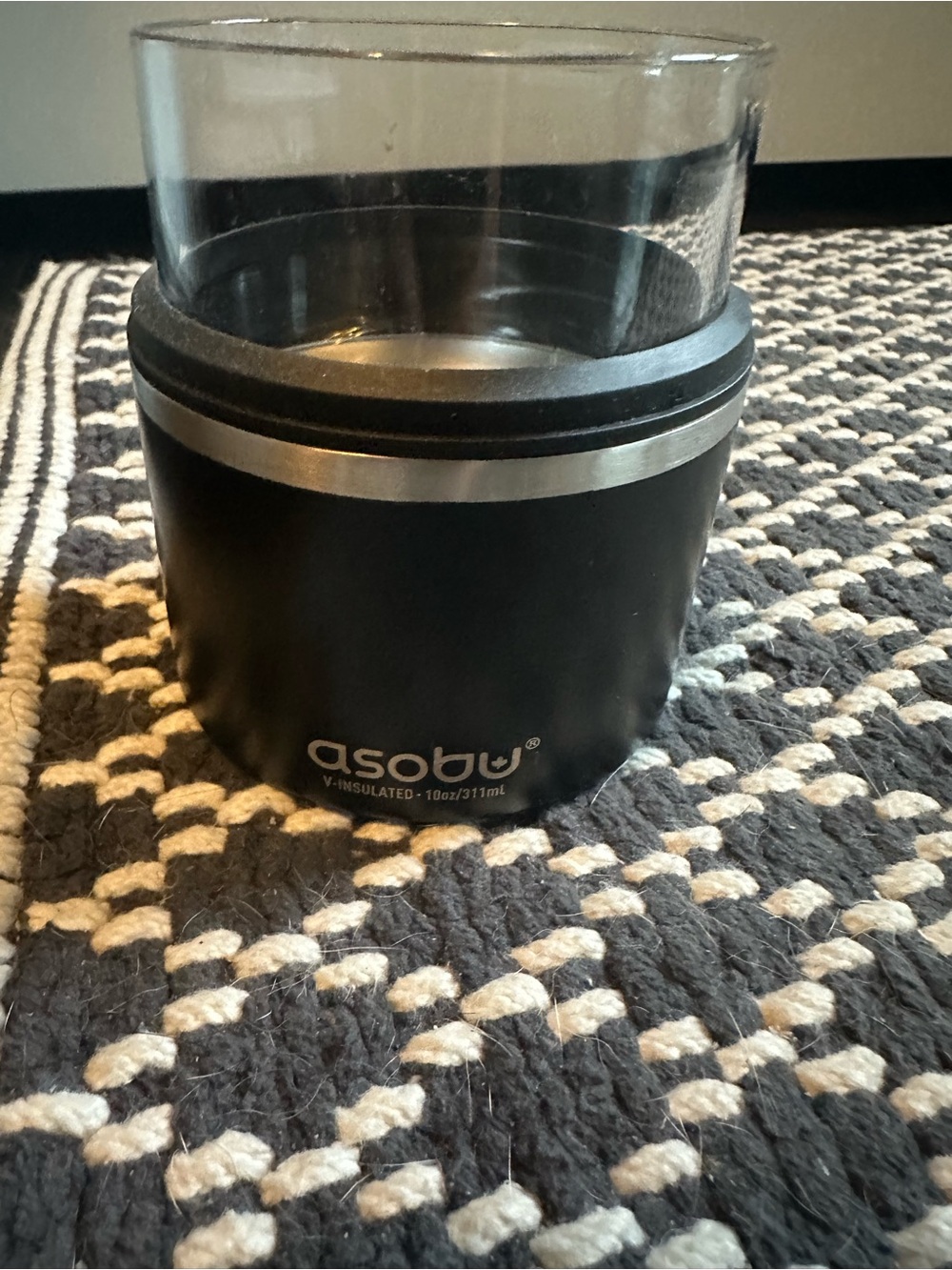 asobu Black v Insulated 10 Oz Glass Tumbler